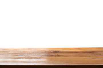 empty wooden table on white background for product display