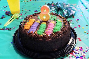 birthday cake with candle 8