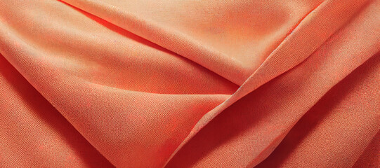 peach color cloth waves texture background with Generative AI Technology