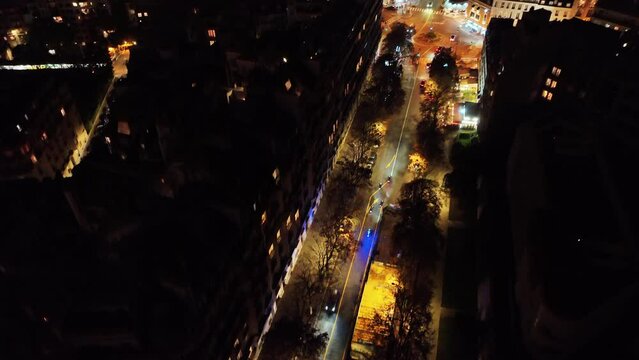 Aerial shot of police in Paris