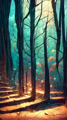 forest in the night illustration Generative AI Content by Midjourney