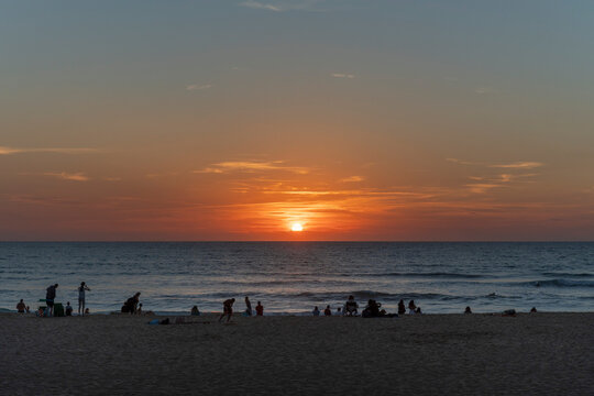 Beach dusk and silhouettes