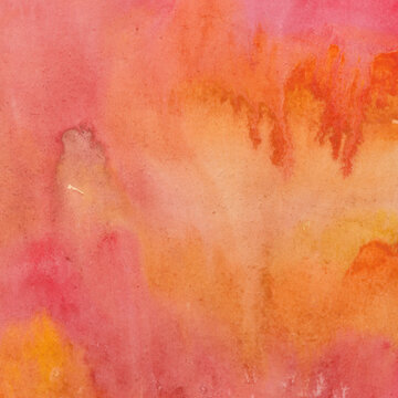 Red and orange abstract watercolor painting