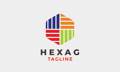 Logo hexagon colorful minimalism concept