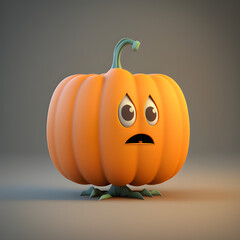 Scary halloween cartoon pumpkin made with generative AI