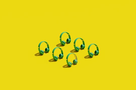 3d Blue Earphones Seamless Pattern Background.