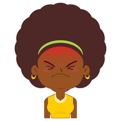 afro woman hurt face cartoon cute