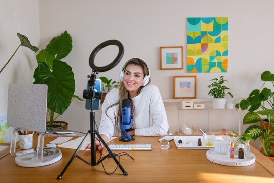 Wellness consultant in broadcast live call