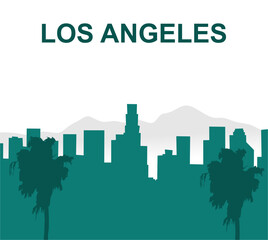 los angeles cityscape background with palm trees silhouette