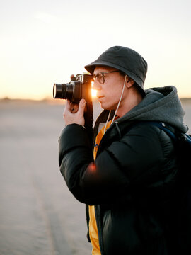 Photographing at sunset