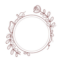 rose flower in circular frame