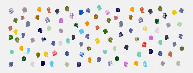 Wide Banner Format Male and female heads pattern.