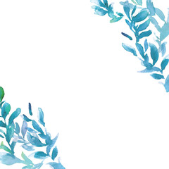 水彩画。水彩タッチの植物ベクター背景。緑の植物の水彩背景。Watercolor painting. Watercolor touch plant vector background. Green plants watercolor background.