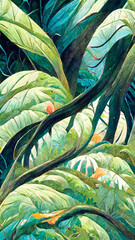 Tropical Rainforest Landscape Tropical forest illustration Generative AI Content by Midjourney