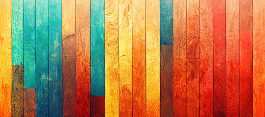 colorful wood pattern wall background with Generative AI Technology