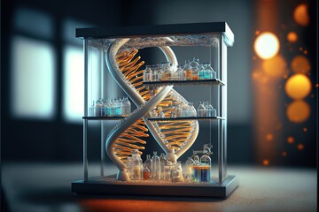 DNA Model in a medical laboratory created with generative ai technology