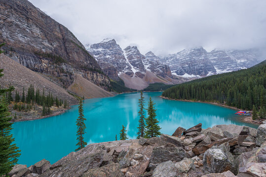 Moraine lake, located at Banff National Park, Alberta, Canada