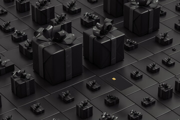 Black gift boxes and credit card or Black Friday