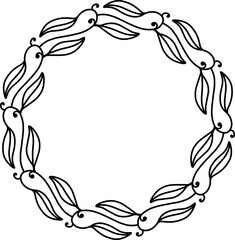 Handdrawn leaves frame outline