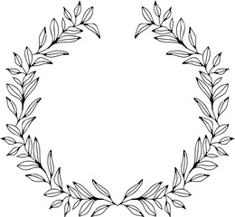 Handdrawn leaves frame outline