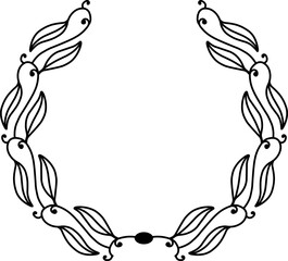 Handdrawn leaves frame outline