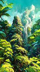 Tropical Rainforest Landscape Tropical forest illustration Generative AI Content by Midjourney