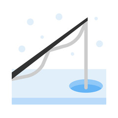 Ice fishing icon in flat style vector, fishing icon, winter icon