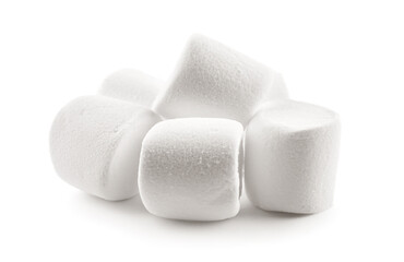 Heap of tasty marshmallows isolated on white background