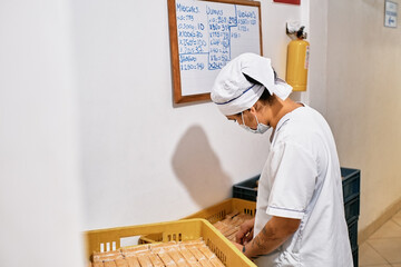 Employee taking inventory