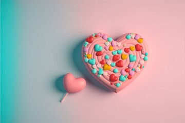 Obraz premium Candy hearts in pastel colors created with generative ai technology