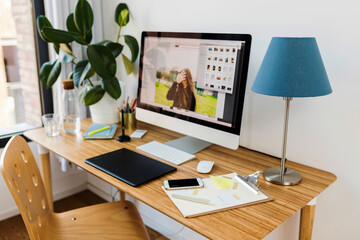 Cozy home office desk