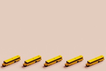 Classic yellow school bus 3d pattern.