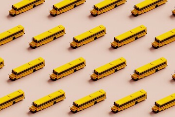 Classic yellow school bus 3d pattern.