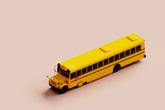 Classic yellow school bus. 3d illustration.
