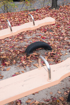 See-saw on a playground in Autumn