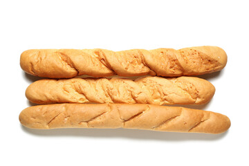 Delicious baguettes isolated on white background
