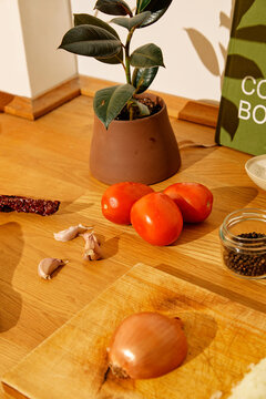 Vegetables On Kitchen Table
