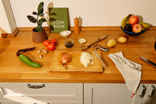 Vegetables On Kitchen Table
