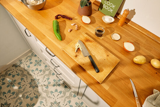 Vegetables On Kitchen Table

