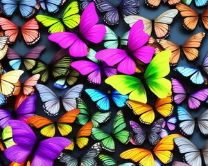 pattern with colorful butterflyes, Made with Generative AI