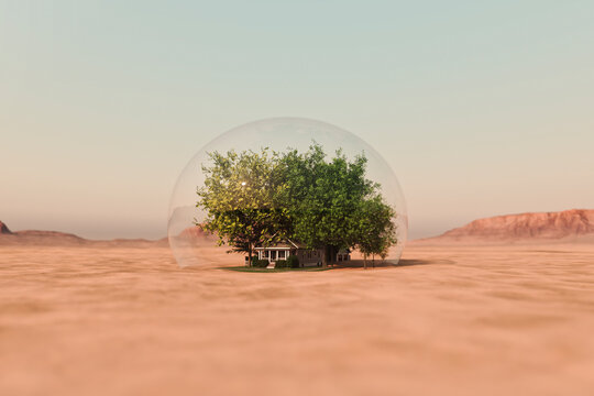 Home in bubble in desert