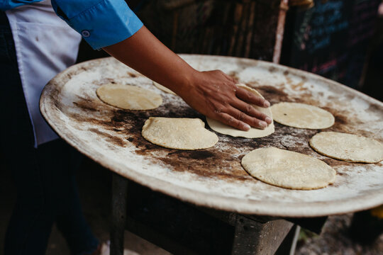 Tortillas on a Comal