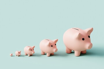 3d piggy bank pattern on pastel background.