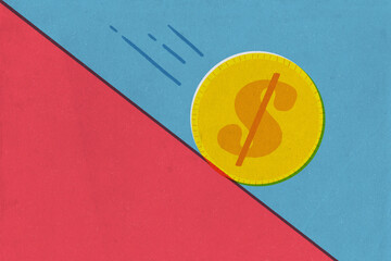 Dollar coin money retro concept illustration