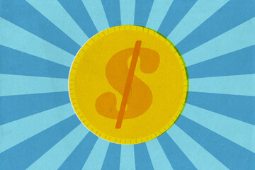 Dollar coin retro money concept illustration