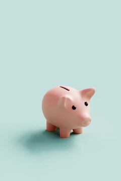 3d piggy bank isolated on pastel background.