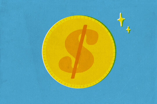 Dollar coin money retro concept illustration