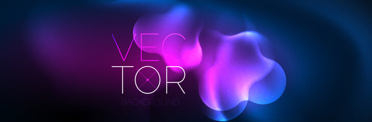 Glowing neon lights abstract shapes composition. Magic energy concept. Template for wallpaper, banner, background or landing