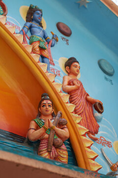 Painted Hindu Deities on temple wall