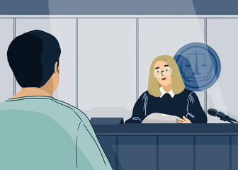 Judge listening to witness in court